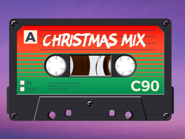 A retro-themed Christmas mix cassette