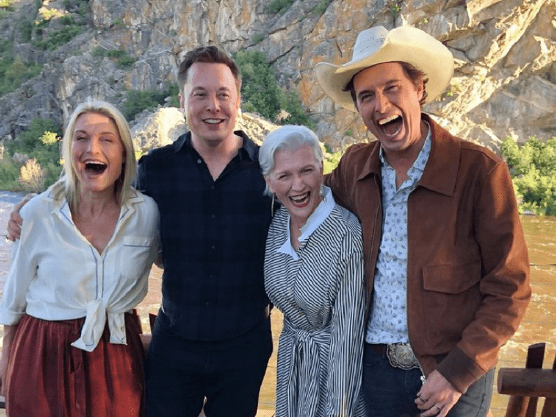 Maye Musk and her children Elon, Kimbal and Tosca